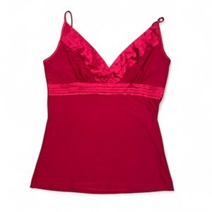 Majora tank top ruffle trim size large satin border